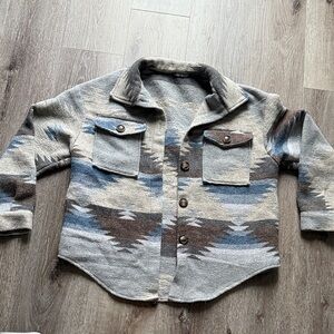 Southwestern Patterned Shaket Brown Blue L